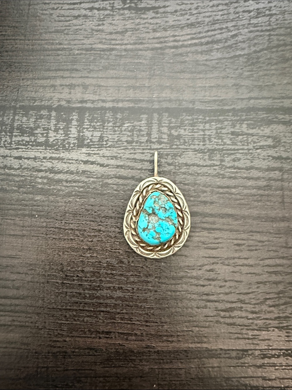 Vintage sterling silver and turquoise Native American pendant